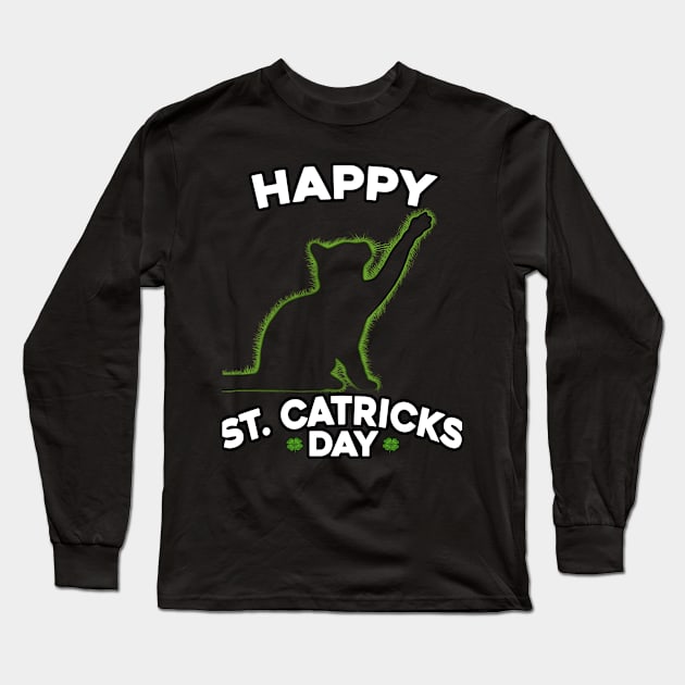 Happy St. Catricks Day - St Patricks Day Cat - Glowing Kitten Long Sleeve T-Shirt by Trade Theory